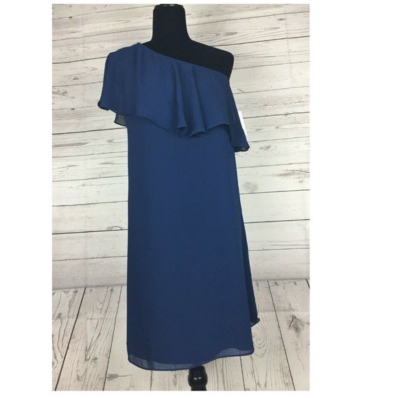 CECE Women's Tunic Dress One Shoulder Navy Blue Size: 8 - Picture 6 of 8
